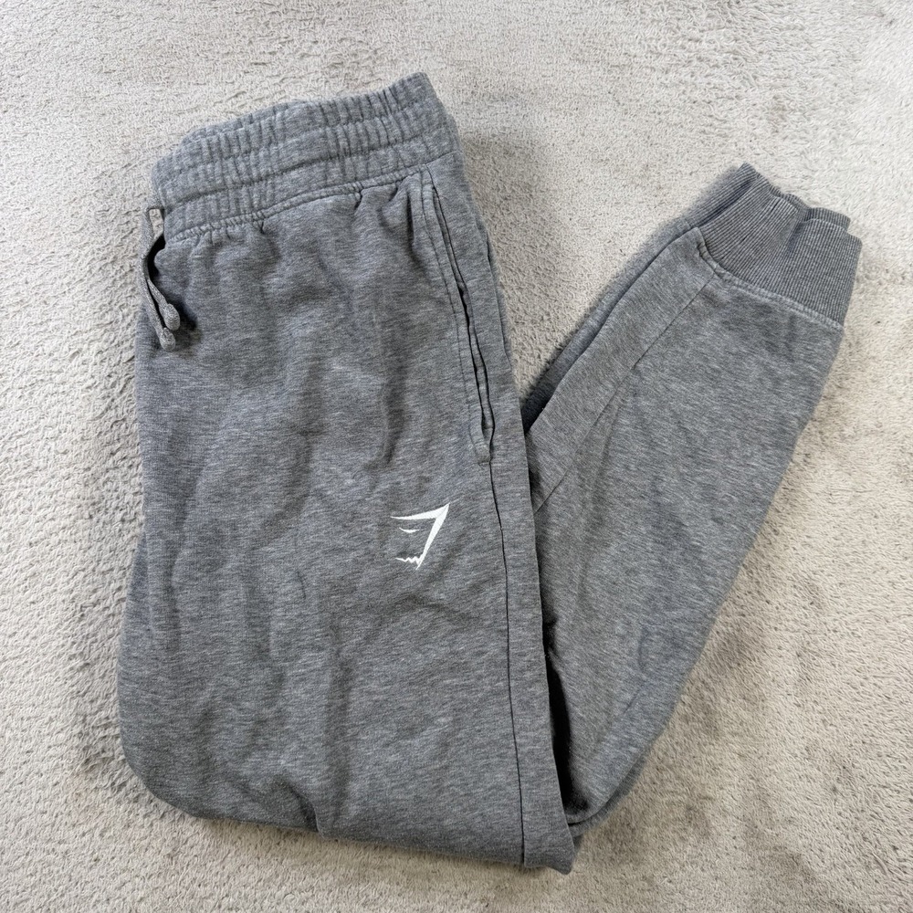 Gymshark Joggers Men Small Grey Gym Drawstring Logo Fleece Pocket Sweatpants